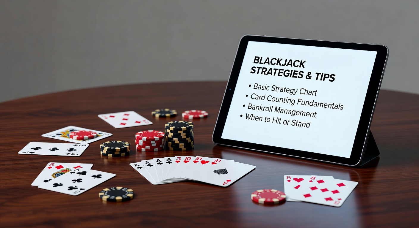 Een blackjacktafel met kaarten en fiches, waar een speler nadenkt over de volgende zet tijdens een live sessie