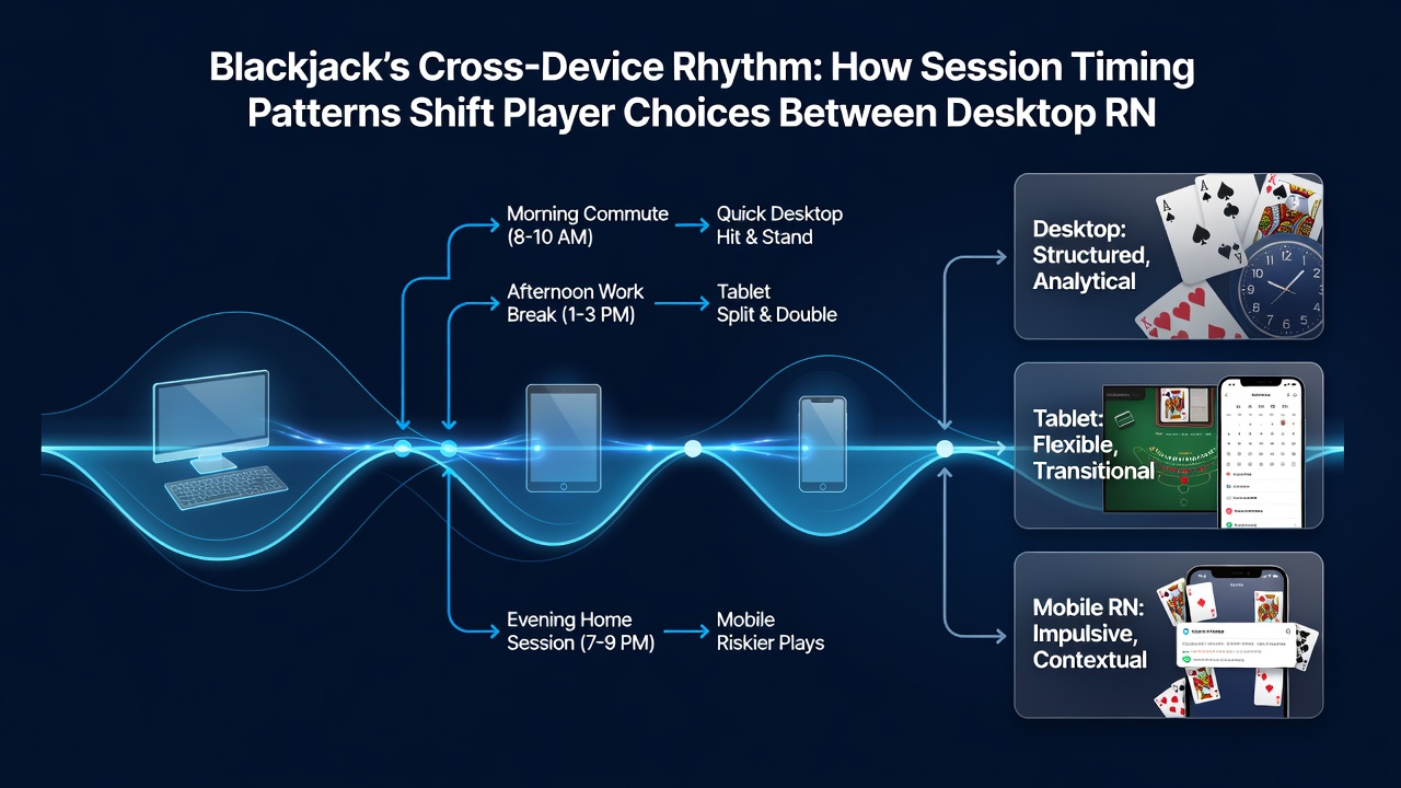 Vergelijking van blackjack sessies op mobiel live stream en desktop RNG met timinggrafieken