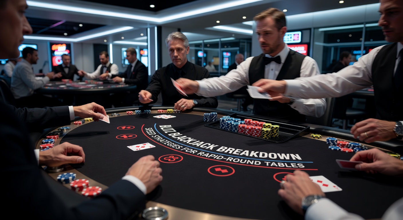 Speler aan een Blitz Blackjack tafel met timer die aftelt, focus op snelle knopindrukken en winnende hand