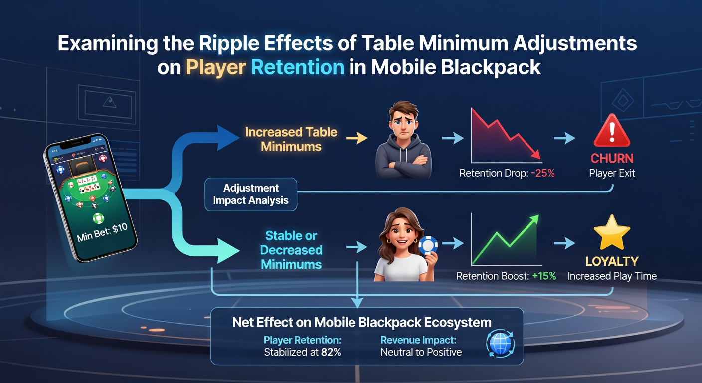 Grafiek die retentiecijfers toont na aanpassingen aan tafelminima in mobiele blackjack