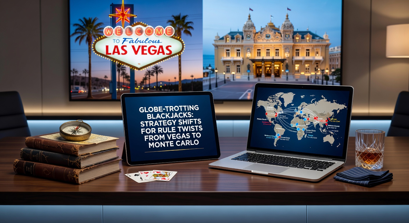 Elegante blackjacktafel in Monte Carlo met kristallen kroonluchter en formele spelers