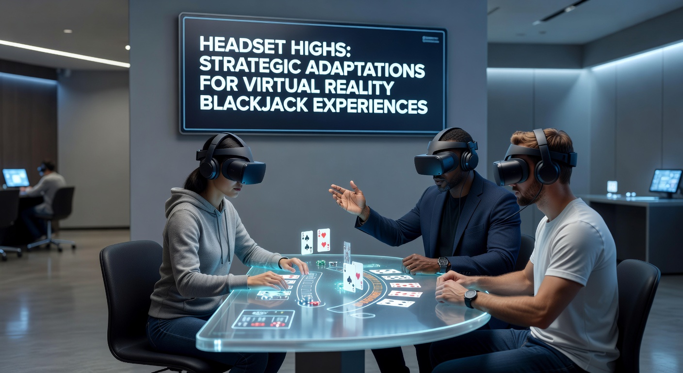 Virtuele blackjacktafel in VR met meerdere spelers-avatars, kaarten in de lucht en haptische controllers