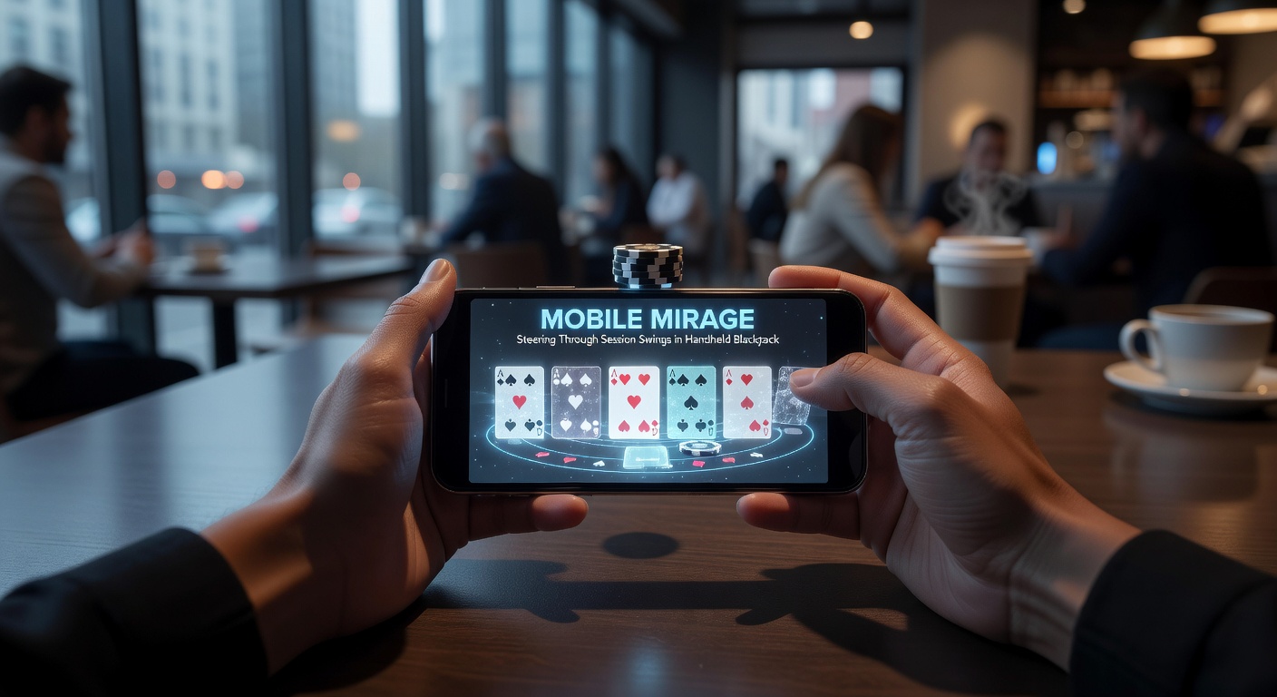 Grafiek toont schommelende bankroll-curves in een mobiele blackjack-app, met pieken en dalen over meerdere sessies