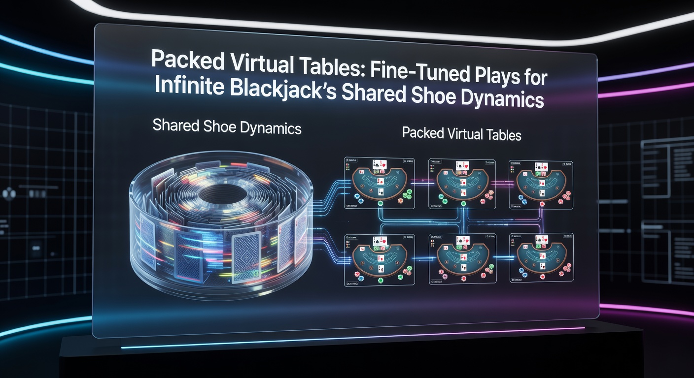 Virtuele blackjacktafel met tientallen spelers die dezelfde schoen delen in Infinite Blackjack