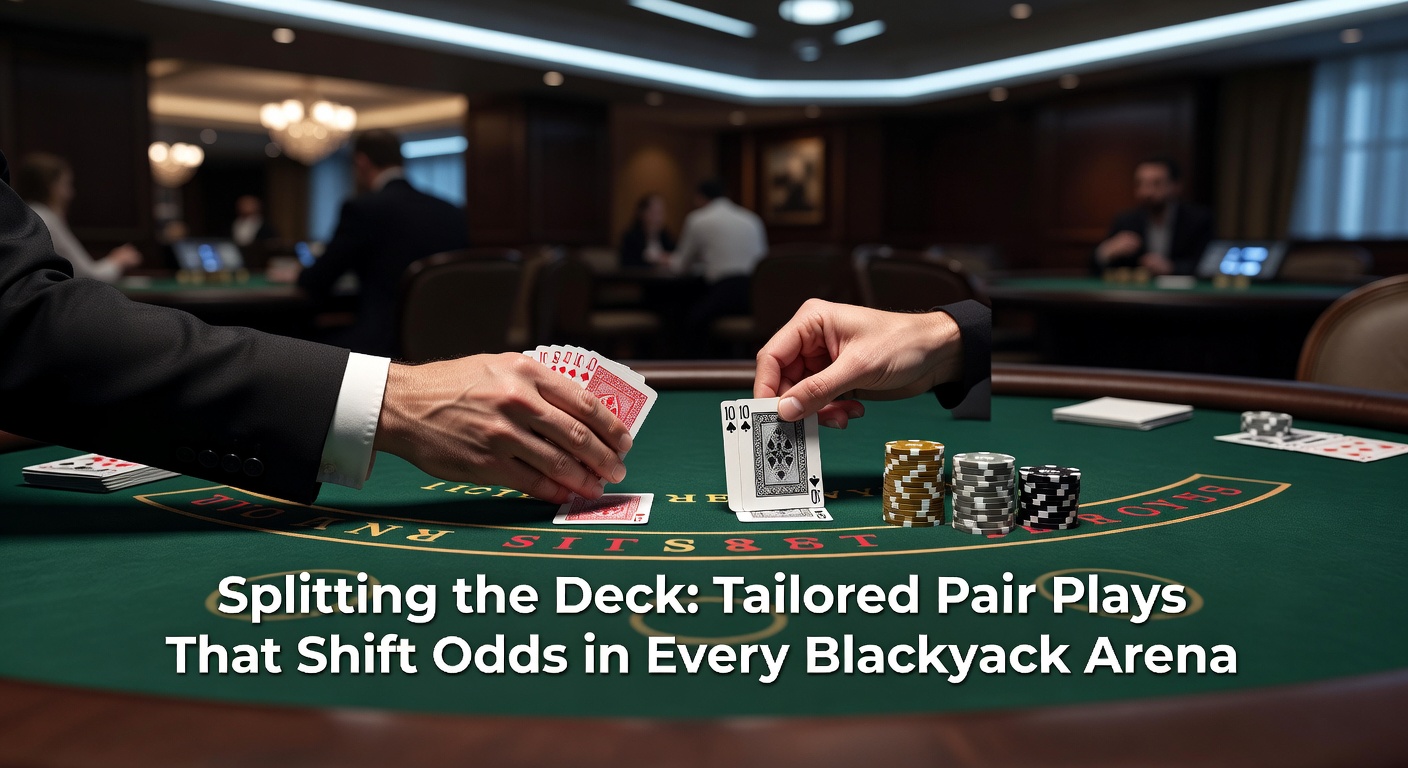 Blackjack tafel met gesplitste paren en dealer upcard, illustrerend strategische splitsingsmomenten