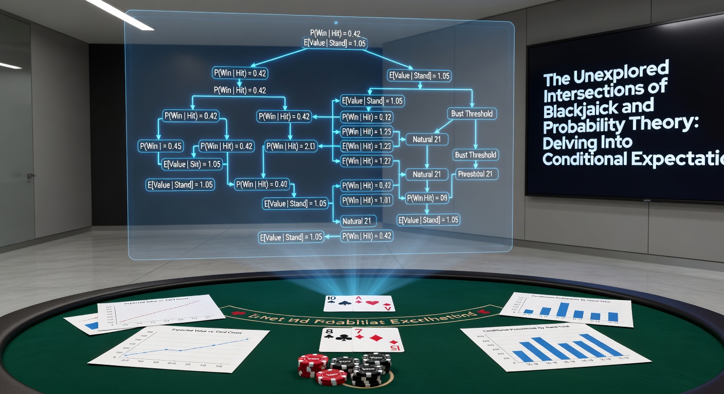 Grafiek die conditionele verwachtingen toont over honderden handen met fluctuaties in blackjack