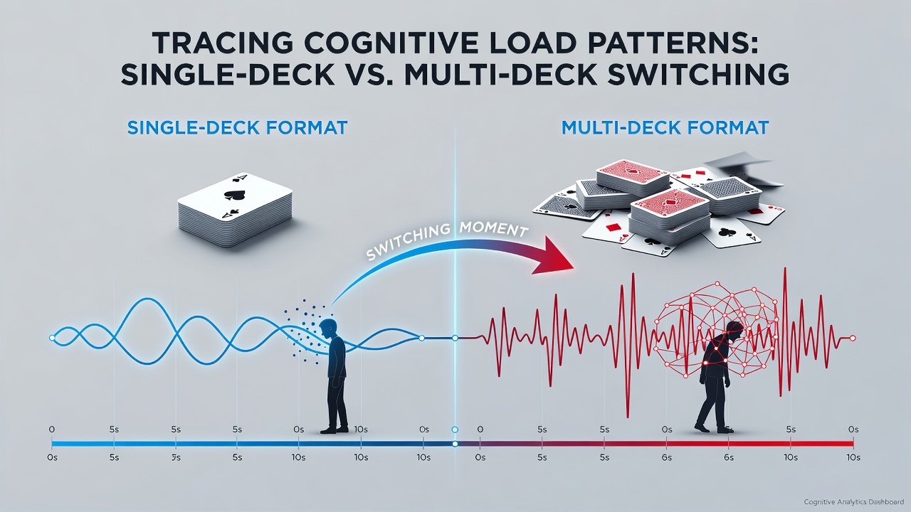 Grafiek van cognitieve belasting tijdens wisselingen tussen single en multi-deck blackjack