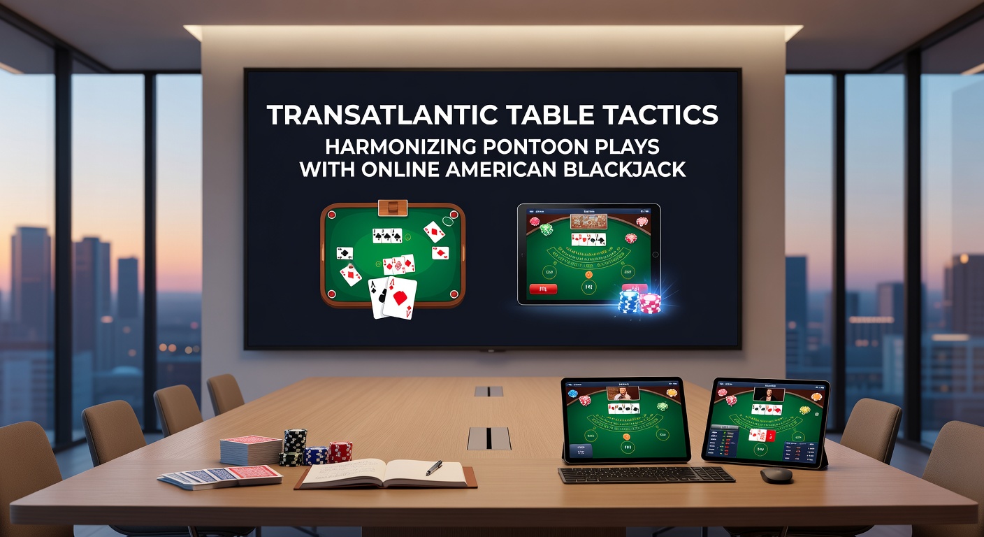 Grafiek met strategiekaarten voor pontoon en Amerikaanse blackjack, highlights van aanpassingen bij dealer upcards van 2 tot A