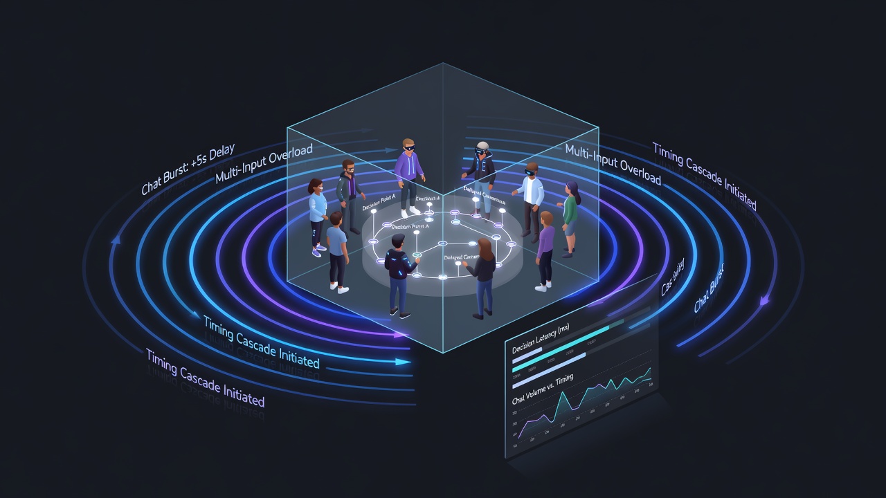 Close-up van een virtuele blackjack interface met chatberichten en timer